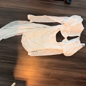 Jessica White Backless Lace Dress